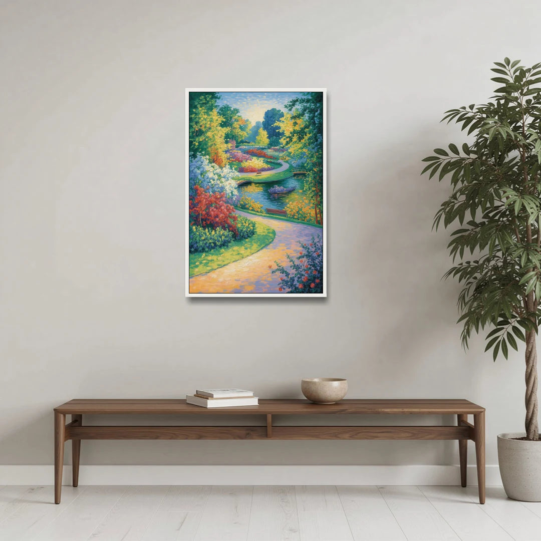 Planten un Blomen Bliss - White Framed Canvas Wall Art - Coffee Table - 24x36