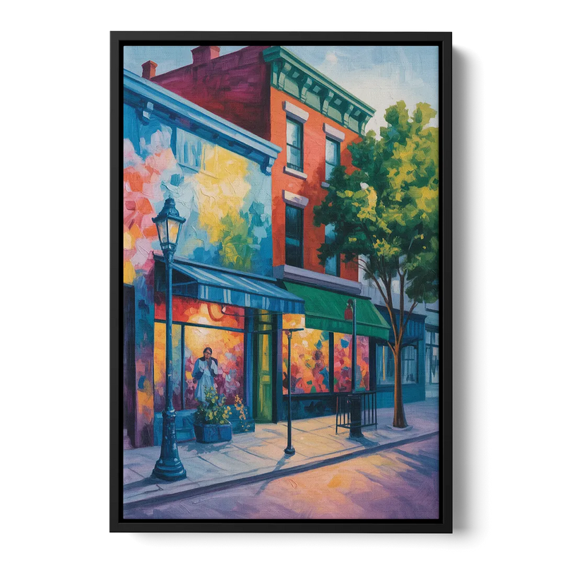 Plateau Mont Royal Murals Front - Black Canvas Wall Art