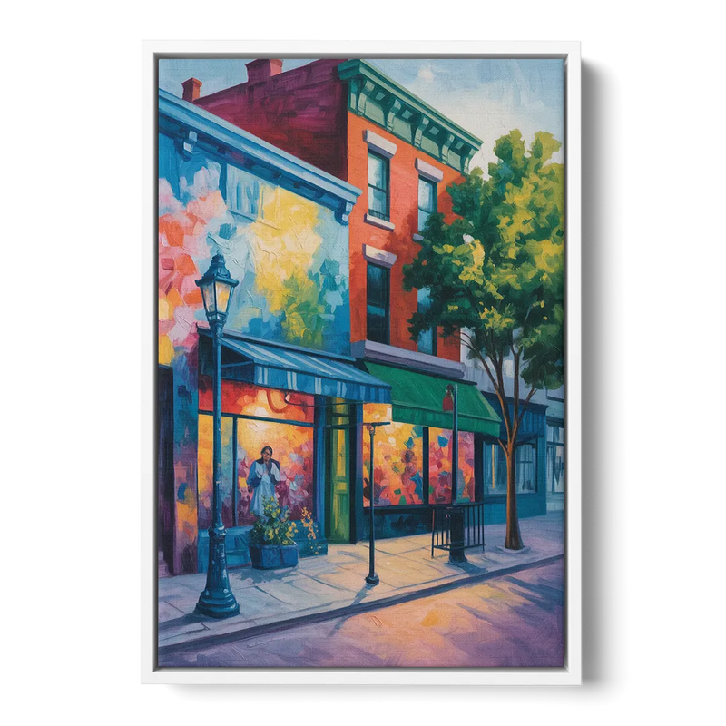 Plateau Mont Royal Murals Front - White Canvas Wall Art