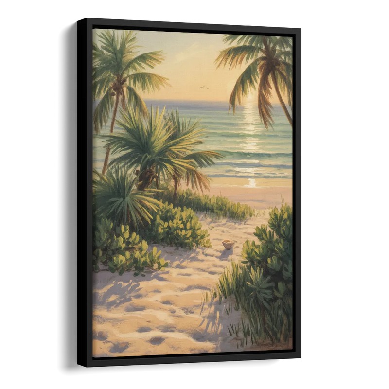 Playa Langosta Palms Side - Black Canvas Wall Art