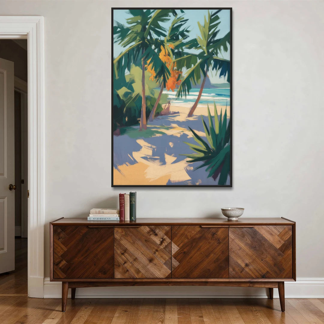 Playa Paraíso Palms - Black Framed Canvas Wall Art - Coffee Table - 40x60