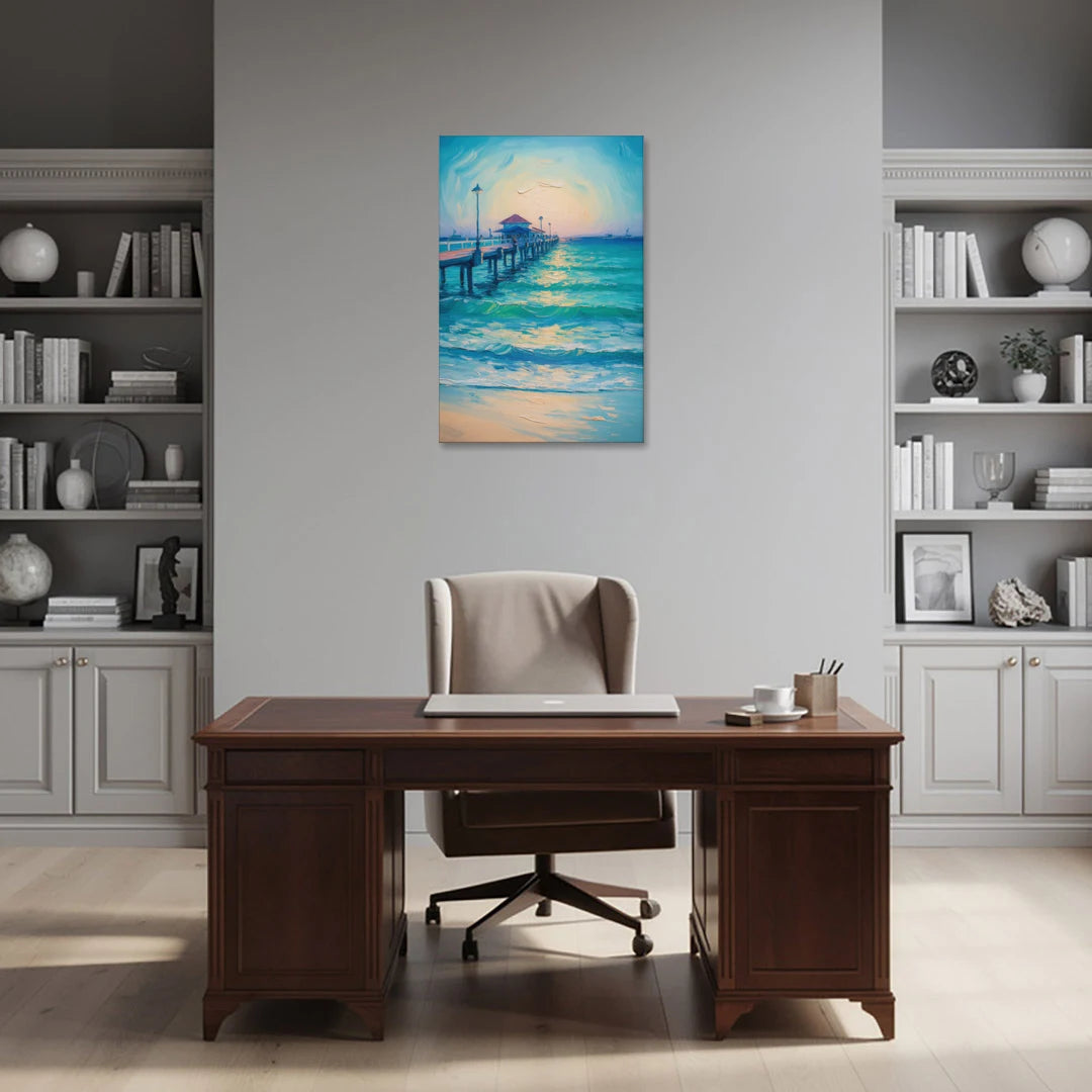 Playa del Carmen Pier - Canvas Wall Art - Office - 24x36