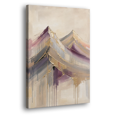 Abstract Plum and Gold Mountain Peaks - Canvas Wall Art