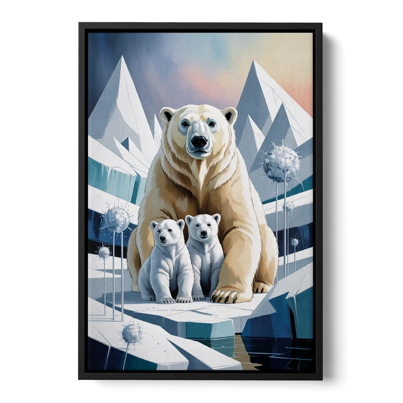 Polar Bear Majesty Front - Black Canvas Wall Art
