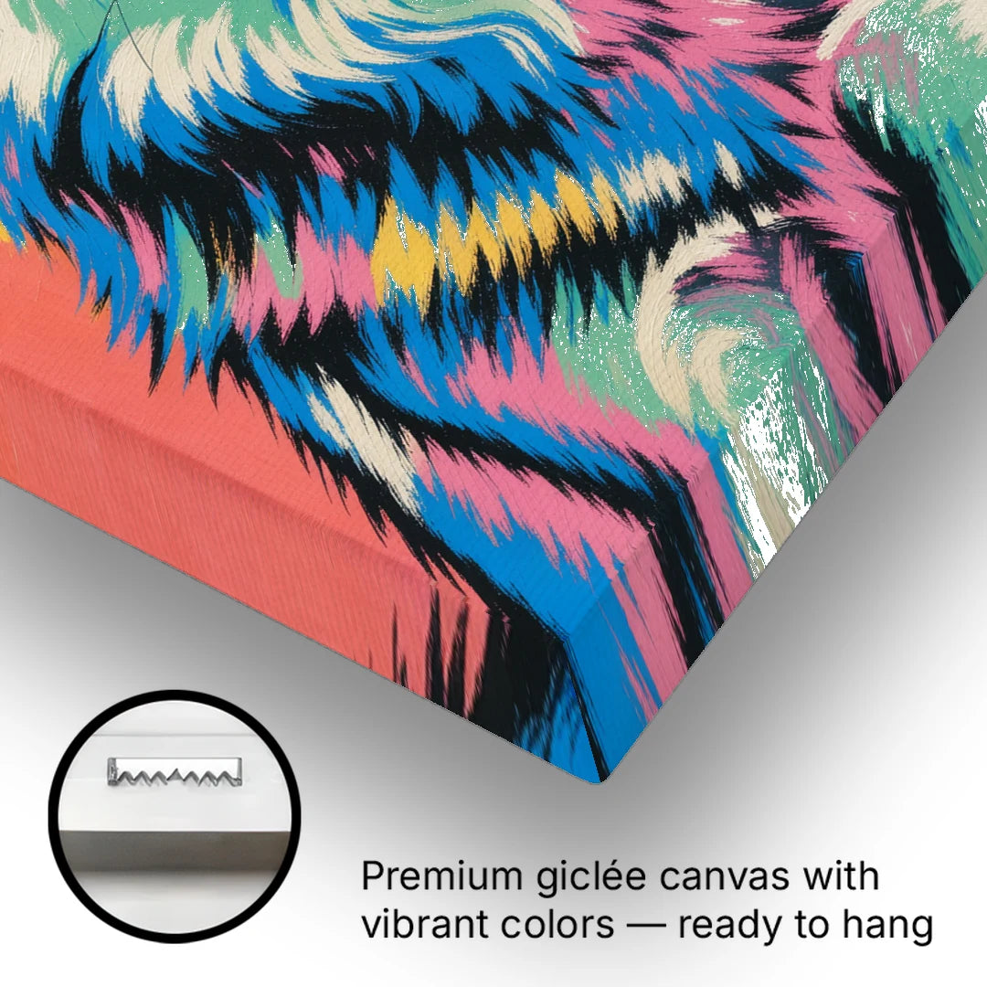 Pop Art Wolf with Amber Eyes - Canvas Wall Art - Gallery Wrap Corner