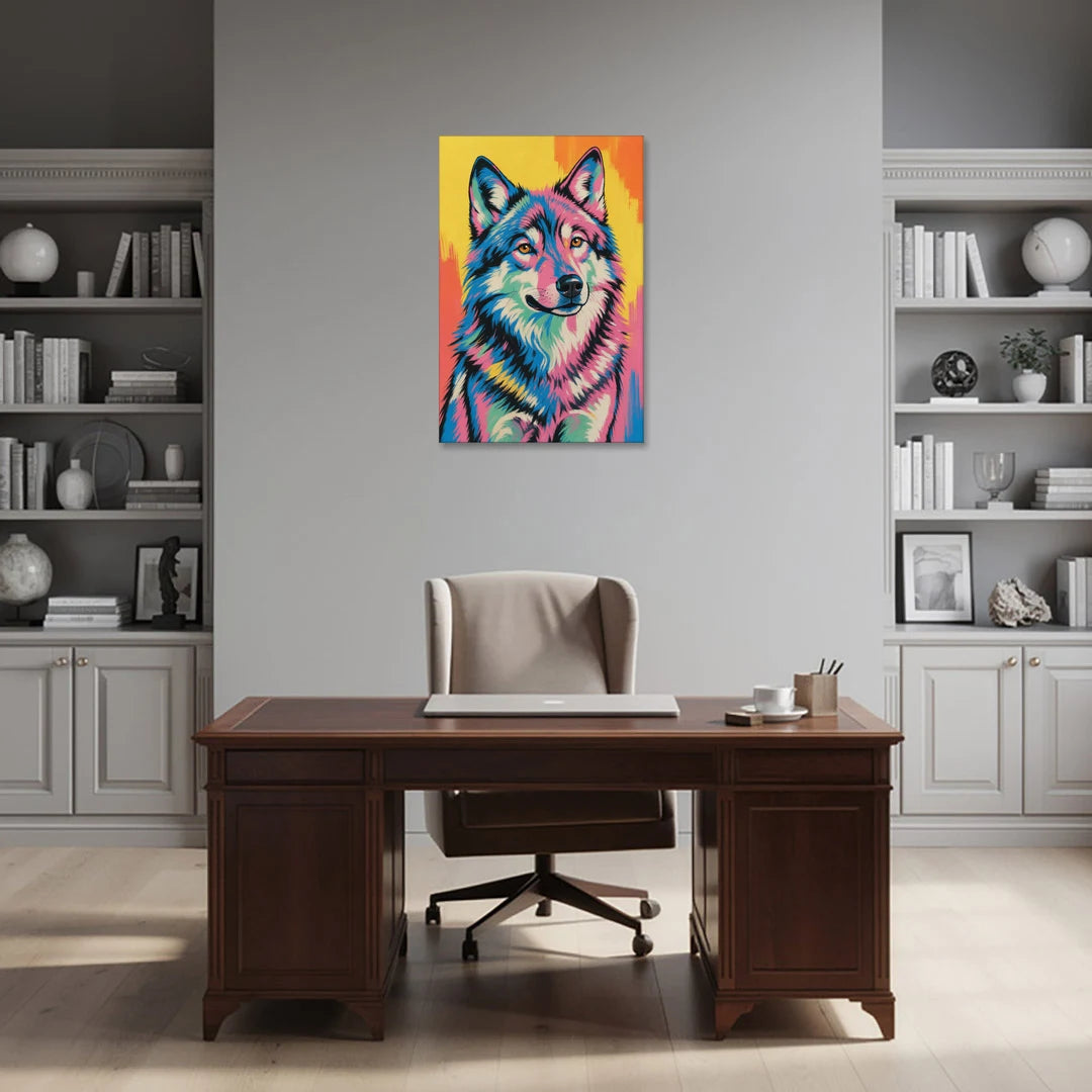 Pop Art Wolf with Amber Eyes - Canvas Wall Art - Office - 24x36