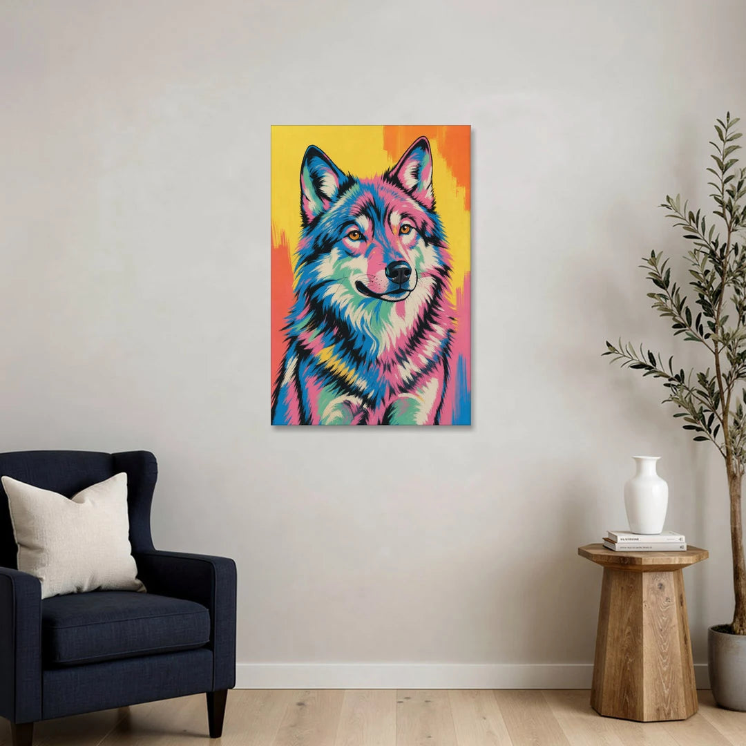 Pop Art Wolf with Amber Eyes - Canvas Wall Art - Sofa - 24x36