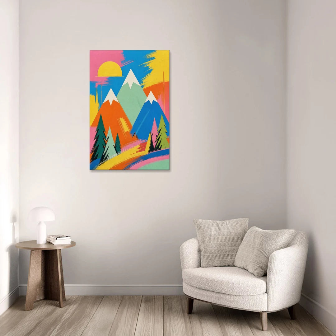 Pop Color Peaks and Pines - Canvas Wall Art - Sofa - 24x36