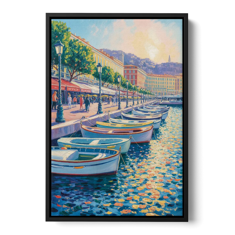 Port of Nice Front - Black Canvas Wall Art