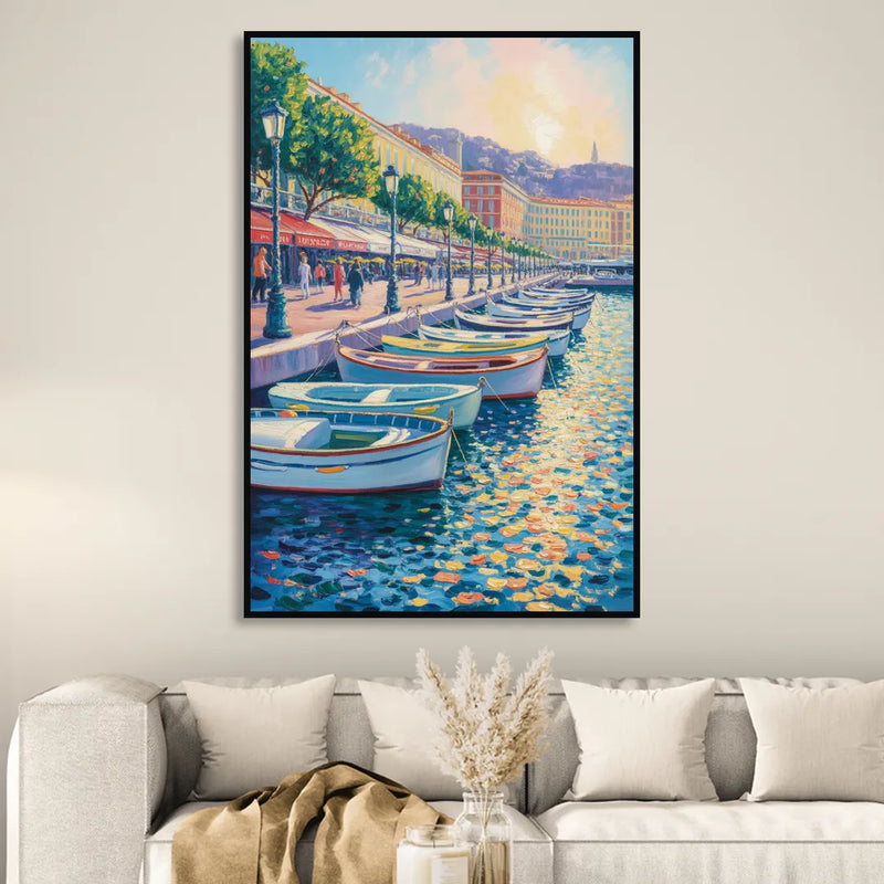 Port of Nice Living Room - Black Canvas Wall Art