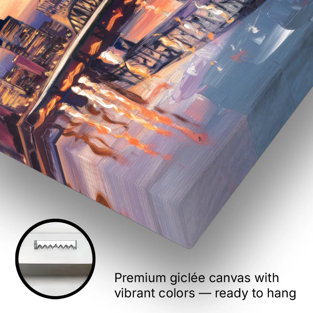 Portland Cityscape At Dusk - Canvas Wall Art - Gallery Wrap Corner