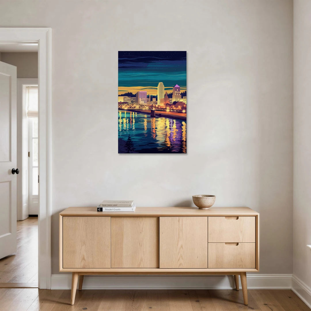 Portland Downtown Lights - Canvas Wall Art - Coffee Table - 24x36