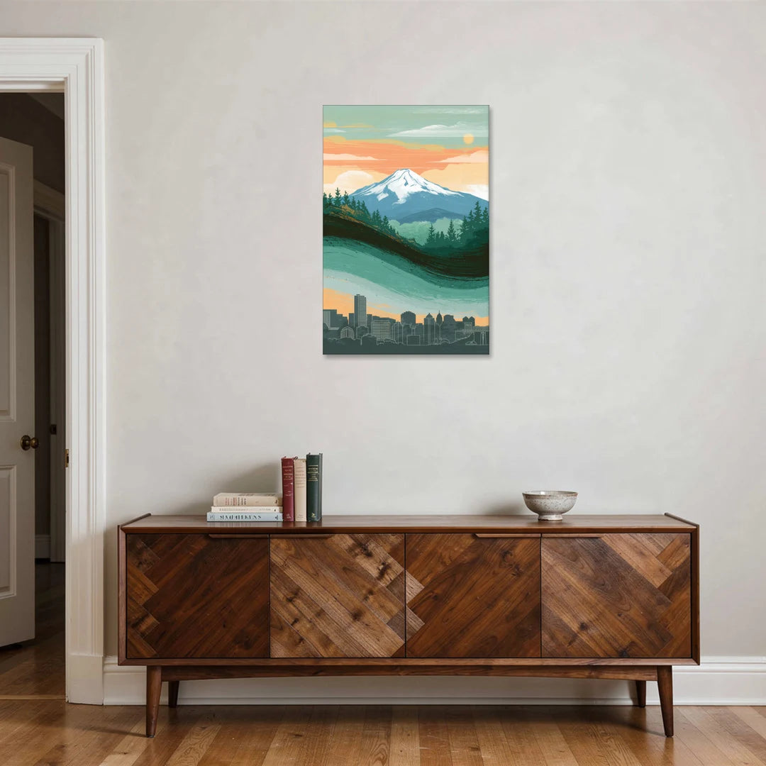 Portland Mount Hood View - Canvas Wall Art - Coffee Table - 24x36