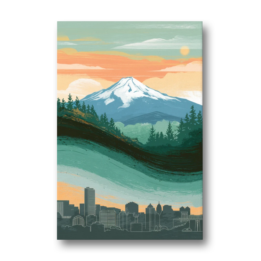 Portland Mount Hood View - Canvas Wall Art - Front