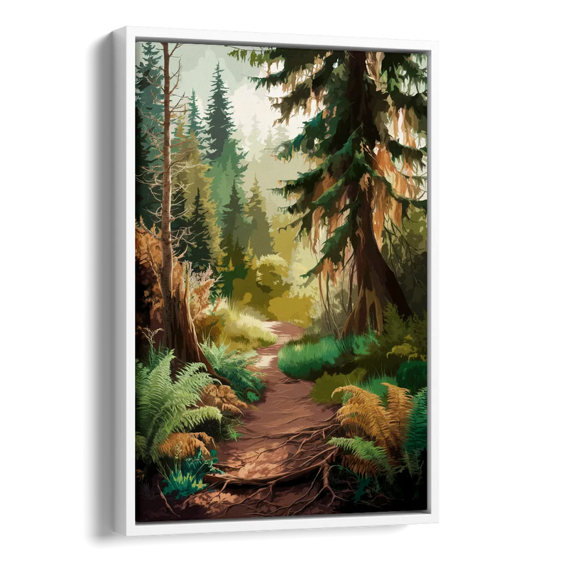 Portland Oregon Forests Side - White Canvas Wall Art