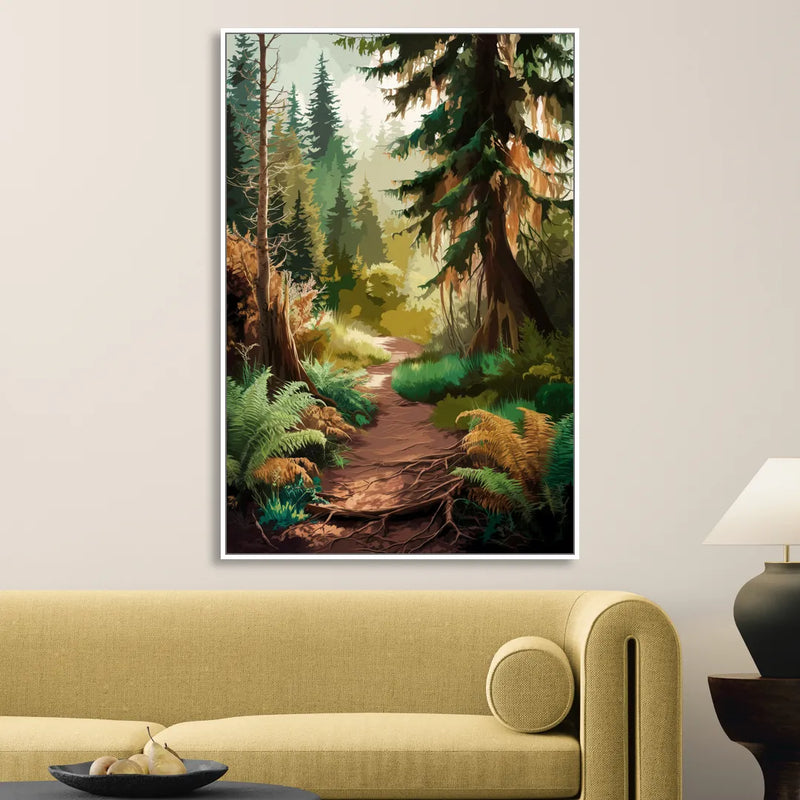 Portland Oregon Forests Living Room - White Canvas Wall Art