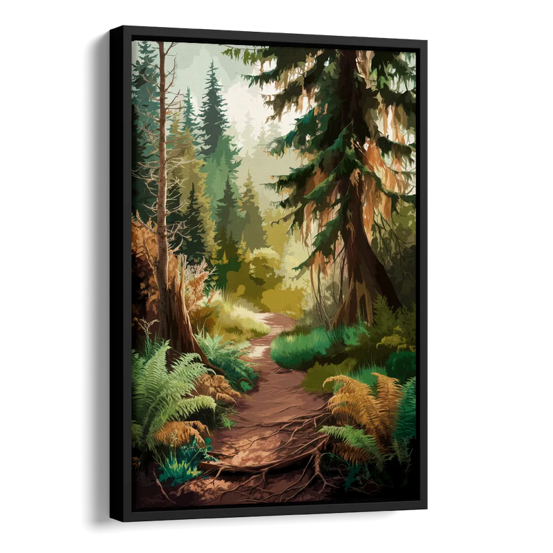 Portland Oregon Forests Side - Black Canvas Wall Art