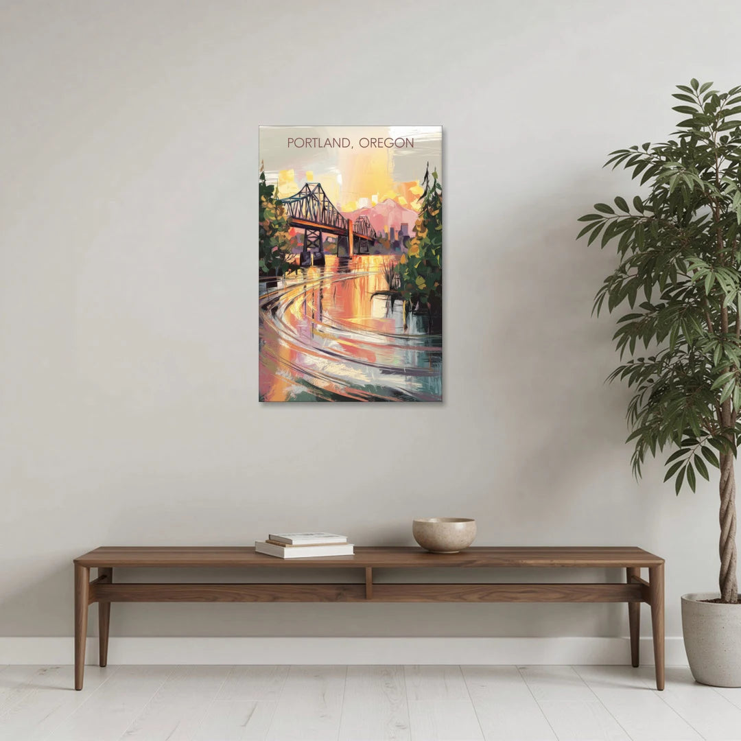 Portland Oregon Riverfront - Canvas Wall Art - Coffee Table - 24x36
