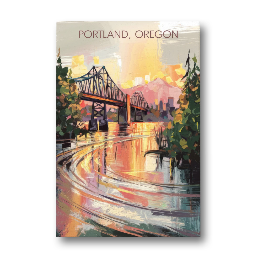 Portland Oregon Riverfront - Canvas Wall Art - Front