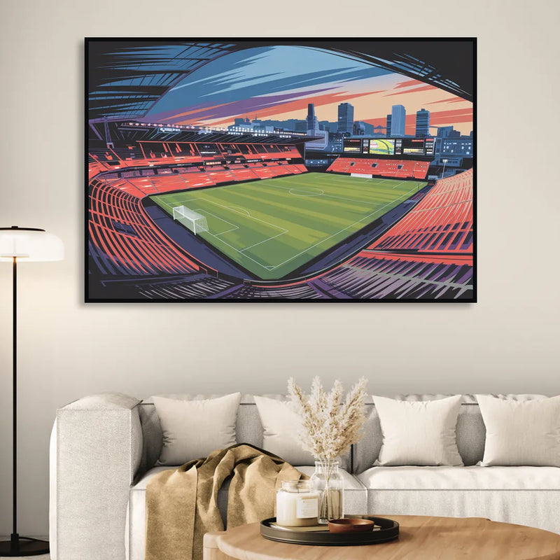 Portland Timbers Stadium View Sitting Room - Black Canvas Wall Art