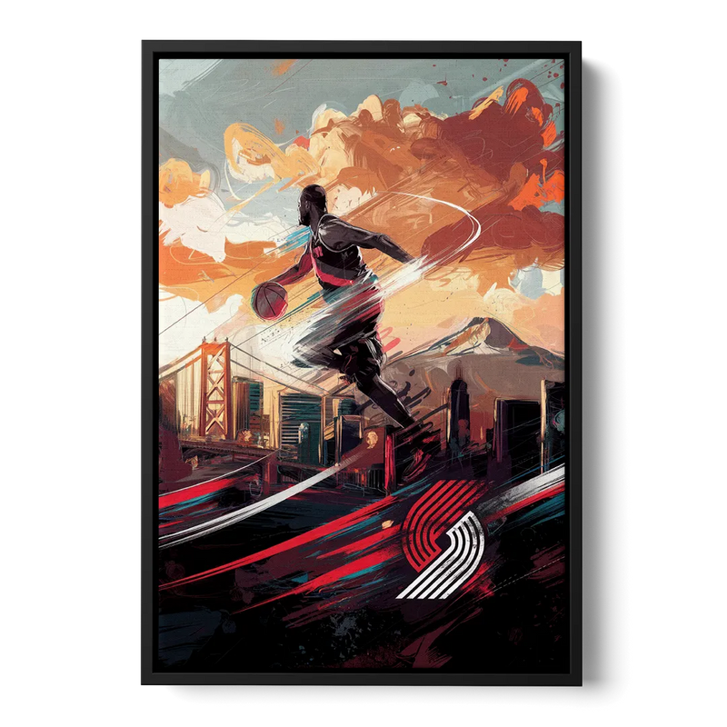 Portland Trail Blazers Fans Front - Black Canvas Wall Art