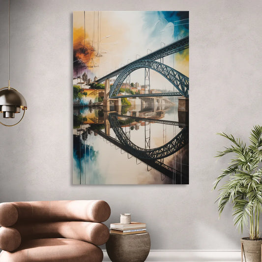 Porto Bridge Panorama Living Room - Canvas Wall Art