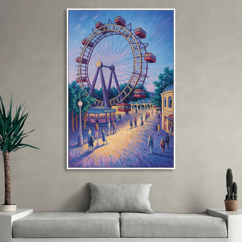 Prater's Giant Wheel Sitting Room - White Canvas Wall Art