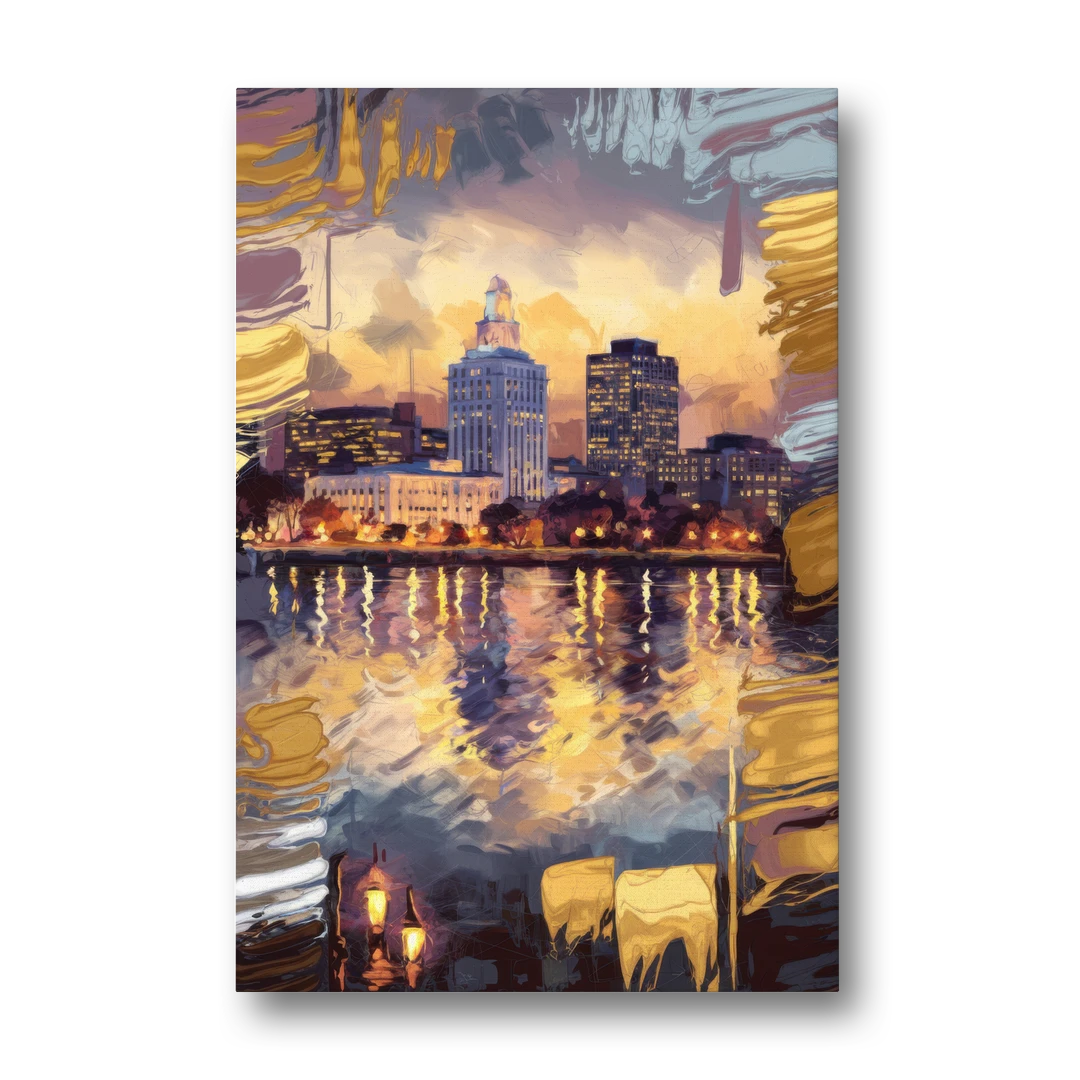Providence Cityscape Reflection - Canvas Wall Art - Front