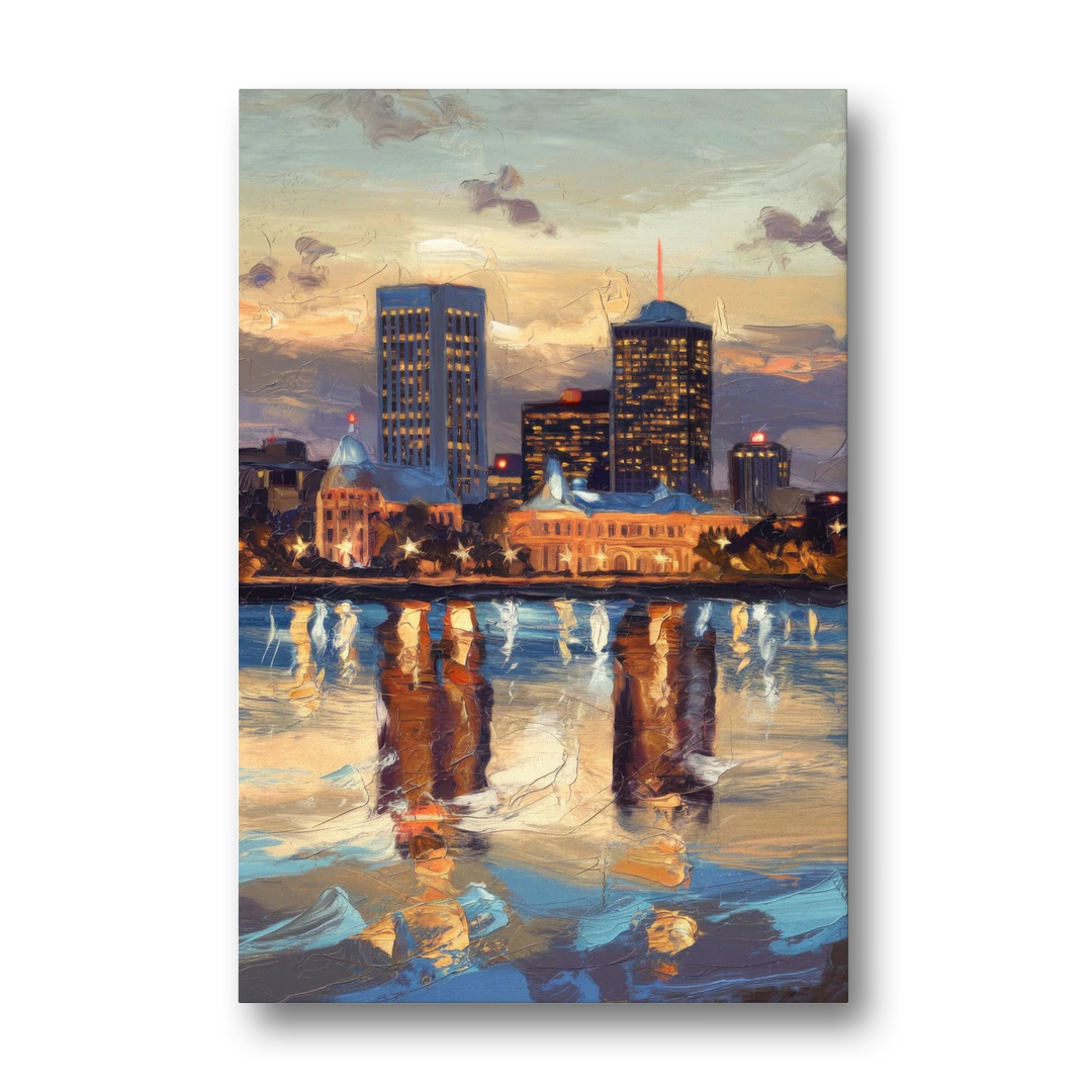 Providence Cityscape Reflection Mirror - Canvas Wall Art - Front