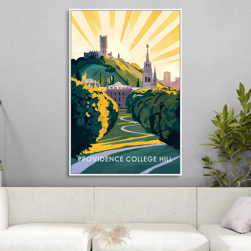 Providence College Hill View Sitting Room - White Canvas Wall Art