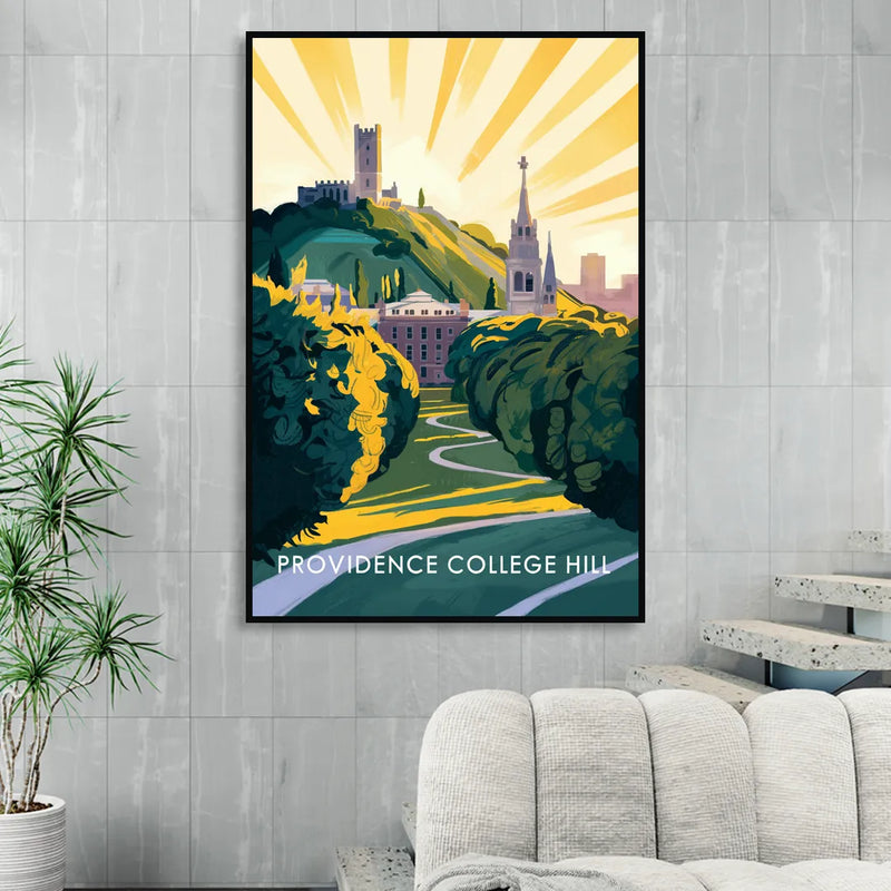Providence College Hill View Sitting Room - Black Canvas Wall Art