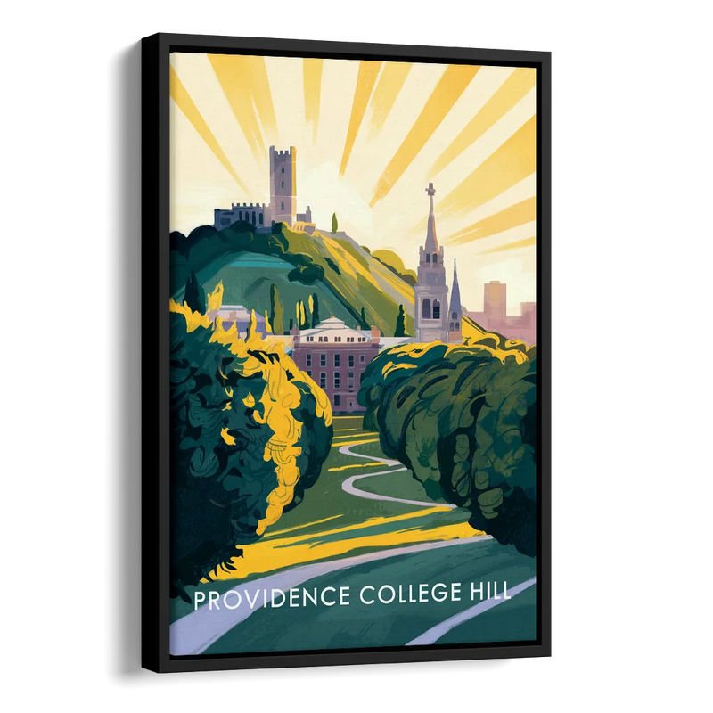 Providence College Hill View Side - Black Canvas Wall Art