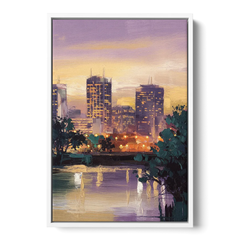 Providence Downtown Horizon Front - White Canvas Wall Art