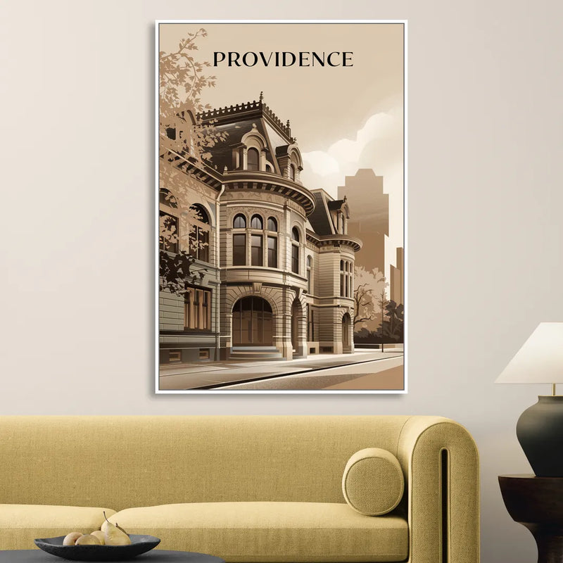 Providence Historic Architecture Sitting Room - White Canvas Wall Art
