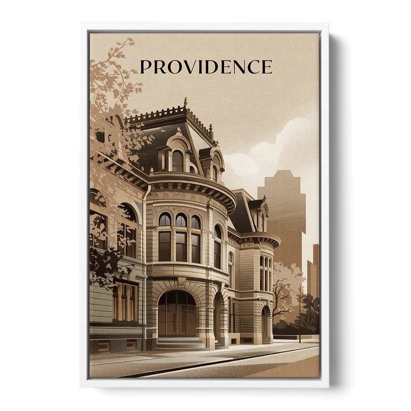 Providence Historic Architecture Front - White Canvas Wall Art