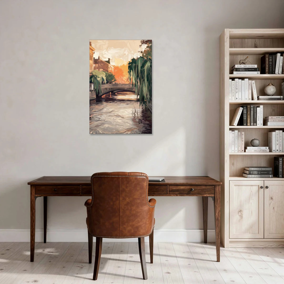 Providence Riverwalk Scene - Canvas Wall Art - Office - 24x36
