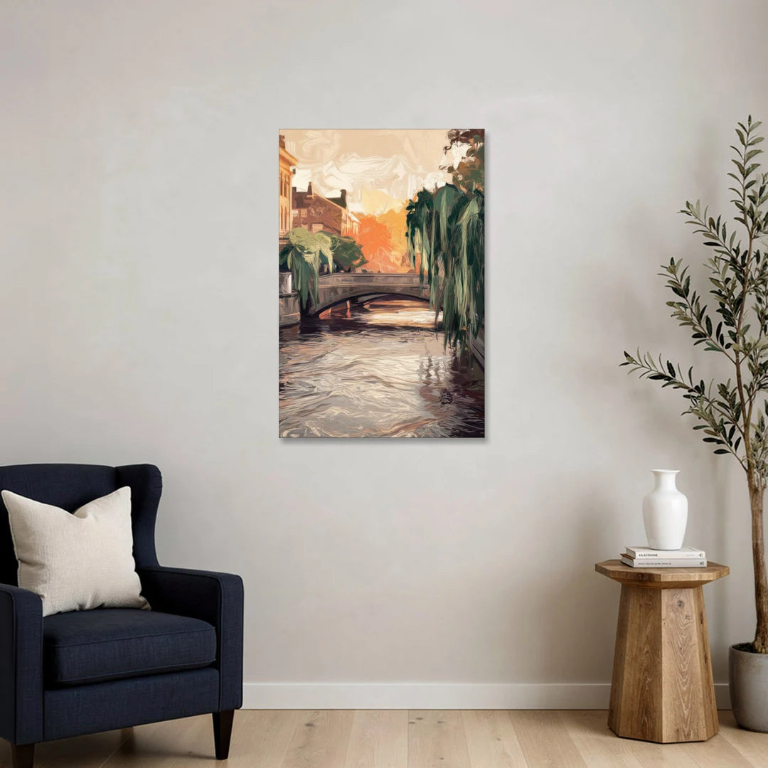 Providence Riverwalk Scene - Canvas Wall Art - Sofa - 24x36