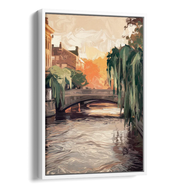 Providence Riverwalk Scene Side - White Canvas Wall Art