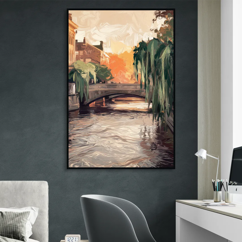 Providence Riverwalk Scene Sitting Room - Black Canvas Wall Art