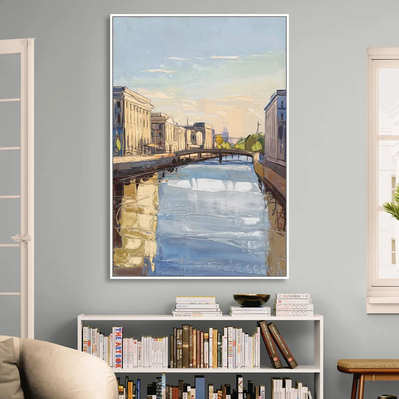 Providence Urban Landscape Living Room - White Canvas Wall Art