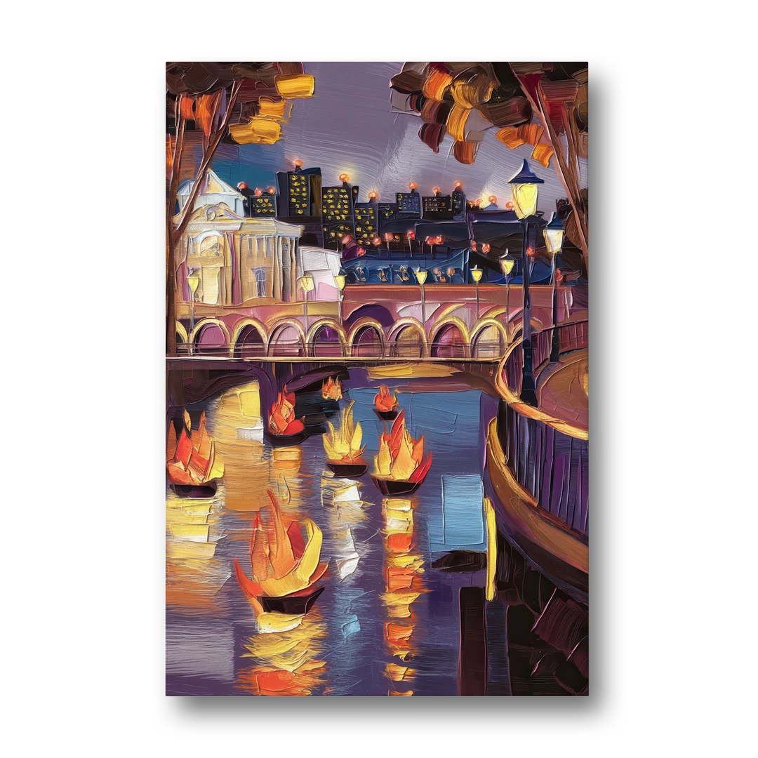 Providence Waterfire Glow - Canvas Wall Art - Front