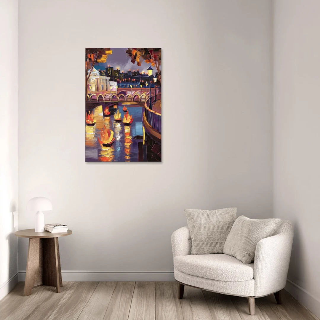 Providence Waterfire Glow - Canvas Wall Art - Sofa - 24x36