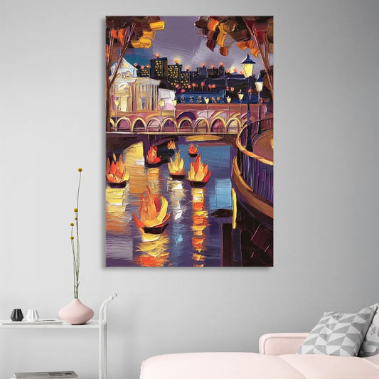 Providence Waterfire Glow Living Room - Canvas Wall Art