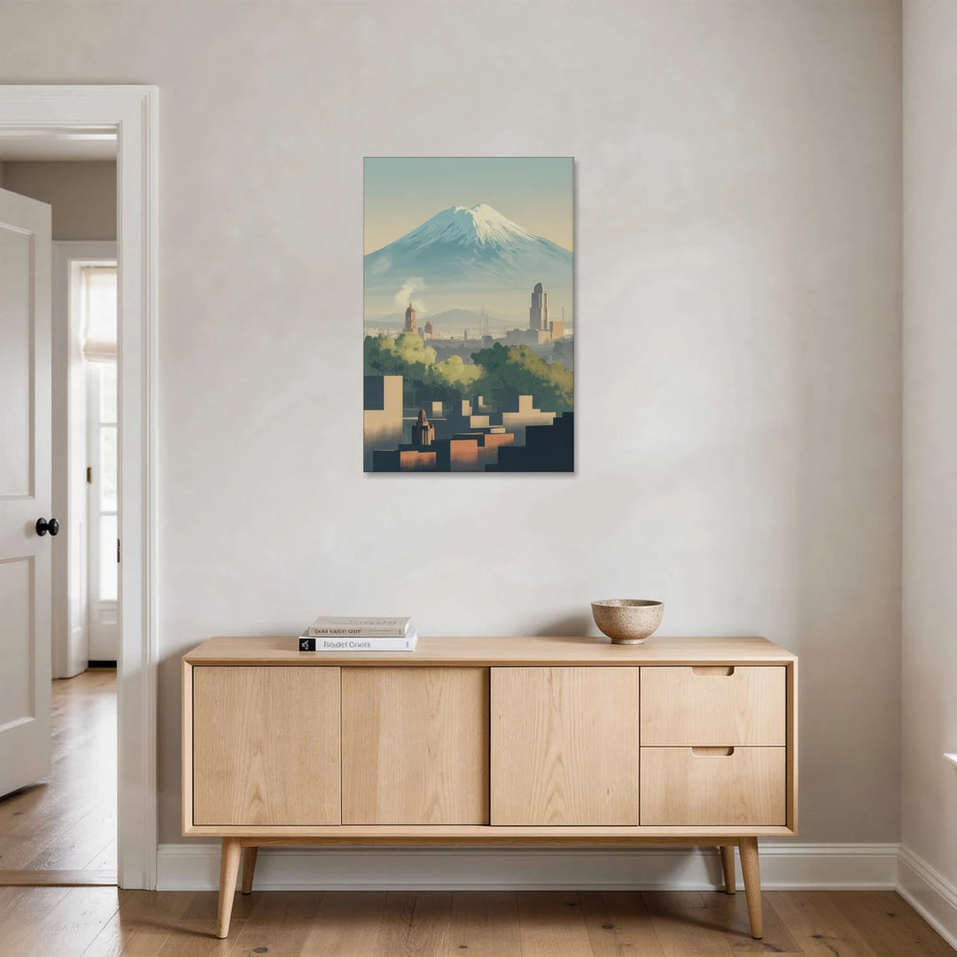 Puebla Volcano Skyline - Canvas Wall Art - Coffee Table - 24x36