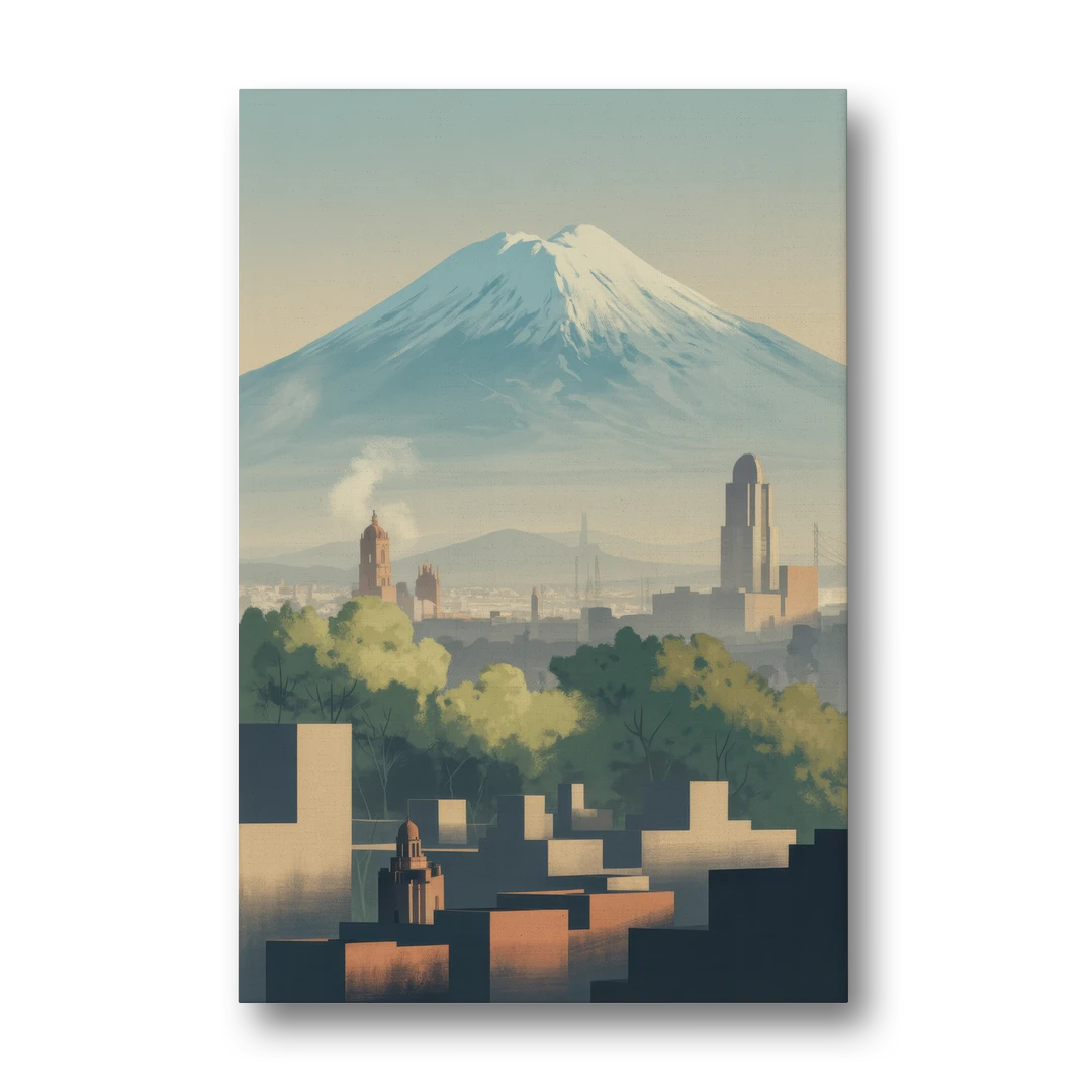 Puebla Volcano Skyline - Canvas Wall Art - Front