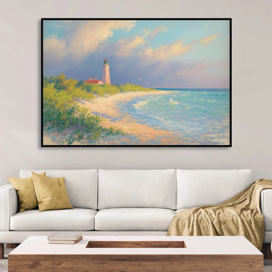 Punta Sur Lighthouse Living Room - Black Canvas Wall Art
