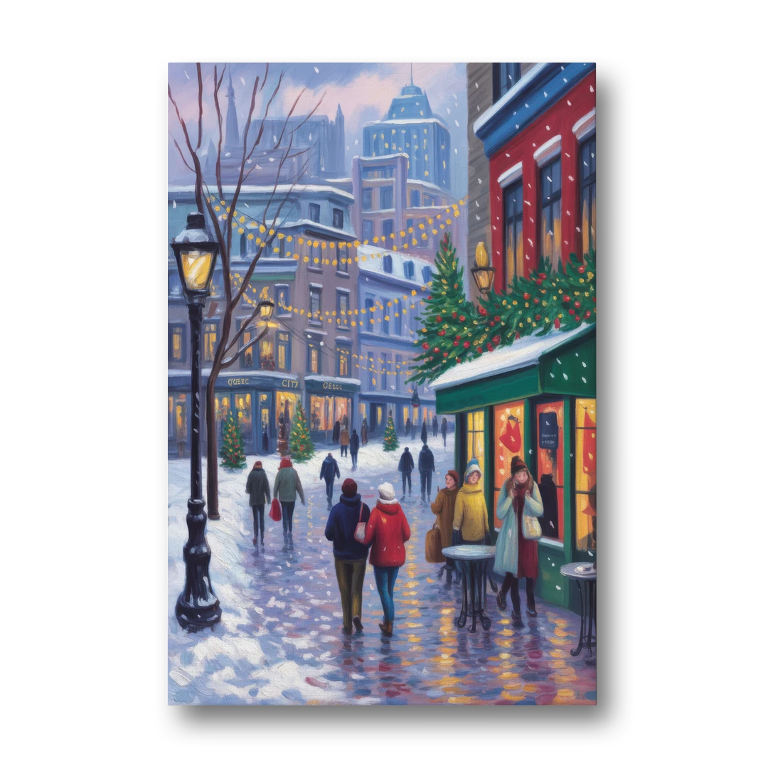Quebec City Christmas Lights - Canvas Wall Art - Front