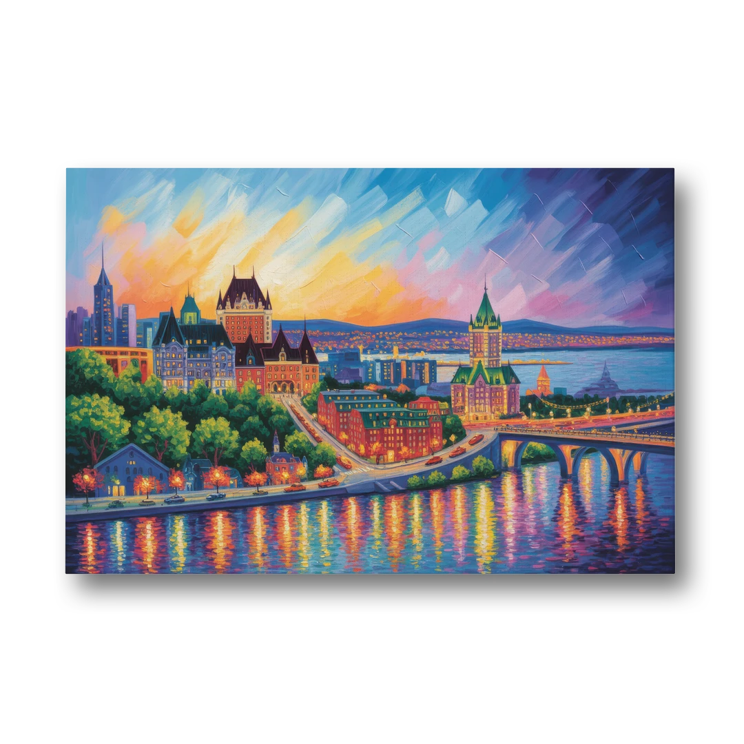 Quebec City Cityscape - Canvas Wall Art - Front
