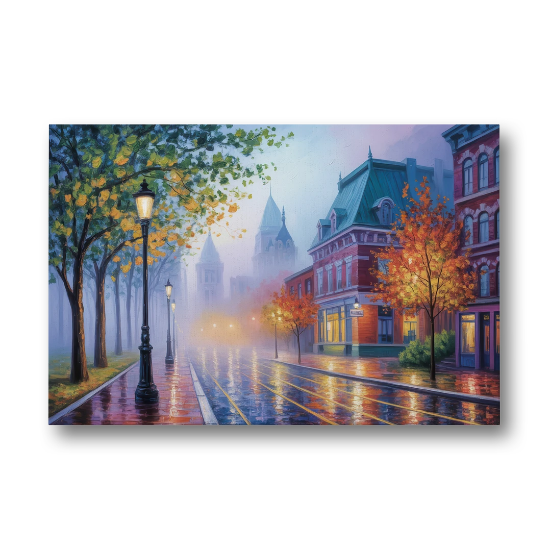 Quebec City Foggy Morning - Canvas Wall Art - Front