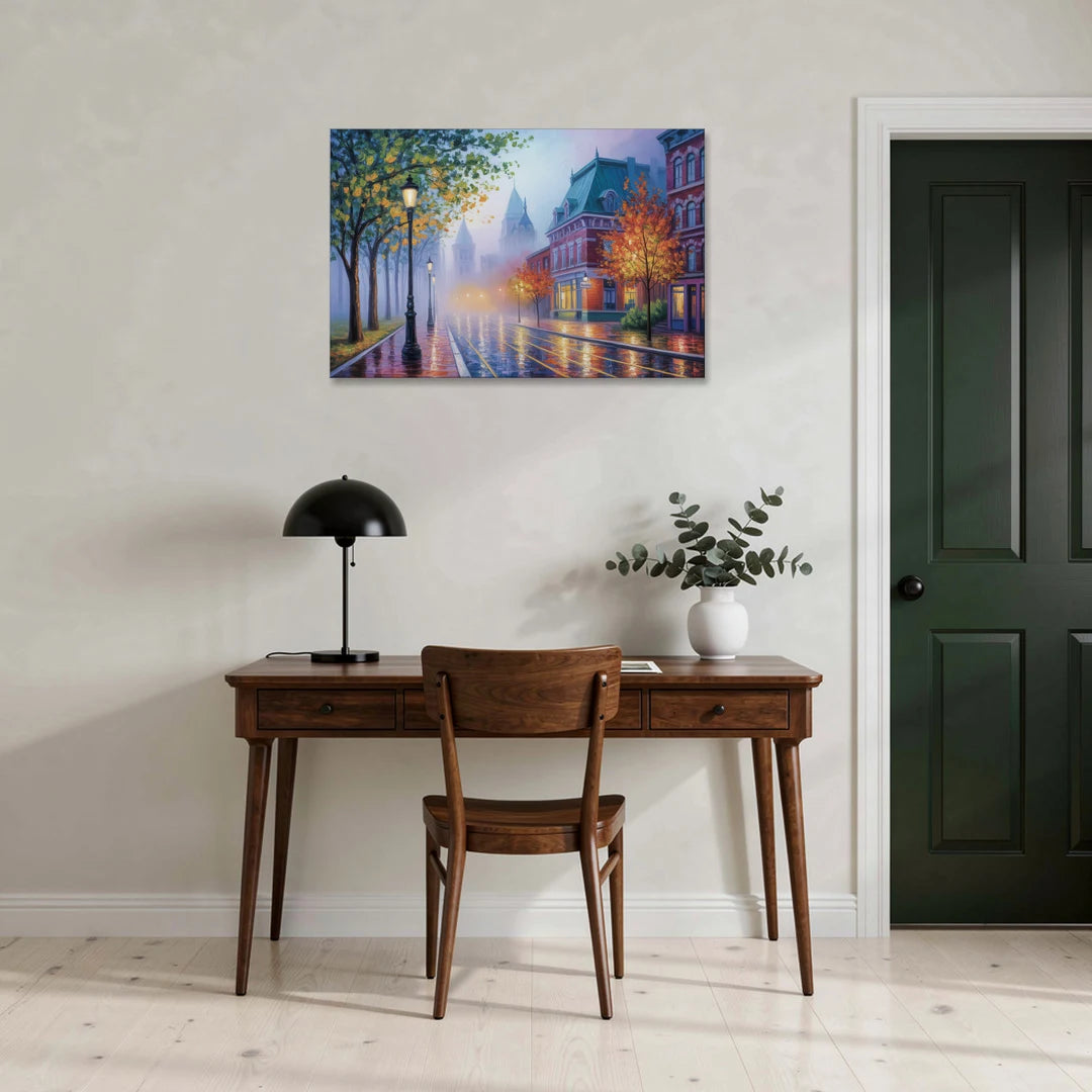 Quebec City Foggy Morning - Canvas Wall Art - Office - 36x24